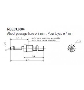 METR - ABOUT Dia 6 à Passage Libre pour Tuyau Ø6mm RBE03.6806 staubli 8242426