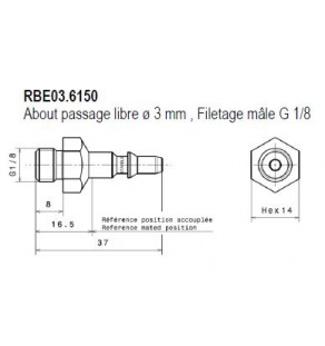 METR - ABOUT Dia 6 à Passage Libre pour Tuyau Ø6mm RBE03.6806 staubli 8242426