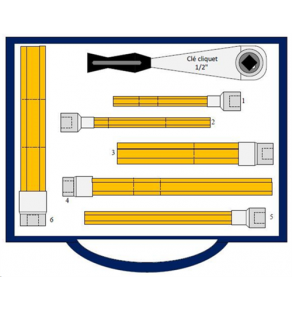 MALLETTE de Clé de Perçage pour Prise PE (6 Tiges) avec Repères