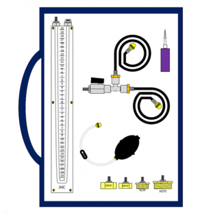 MALLETTE avec manomètre à eau en "U" 40mb avec poire et raccords