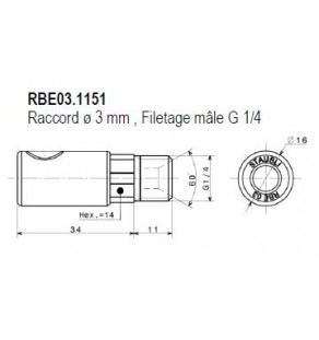 METR - ABOUT Dia 6 à Passage Libre pour Tuyau Ø6mm RBE03.6806 staubli 8242426