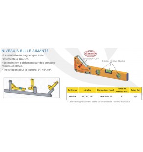 NIVEAU à Bulle Aimanté avec interrupteur - MSL316  Angles 45°-90°-180° - dimensi