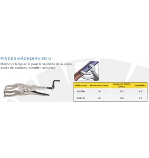 PINCE Étau à manivelle Strong Grip Mâchoires en U - PUP90  Ouverture 50mm - Long